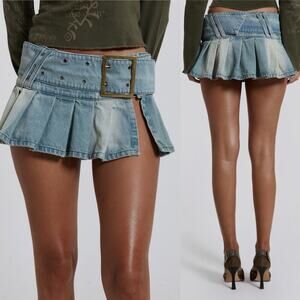 Jaded London Ludlow Denim Mini Skirt Blue *MISSING BELT* Size 2